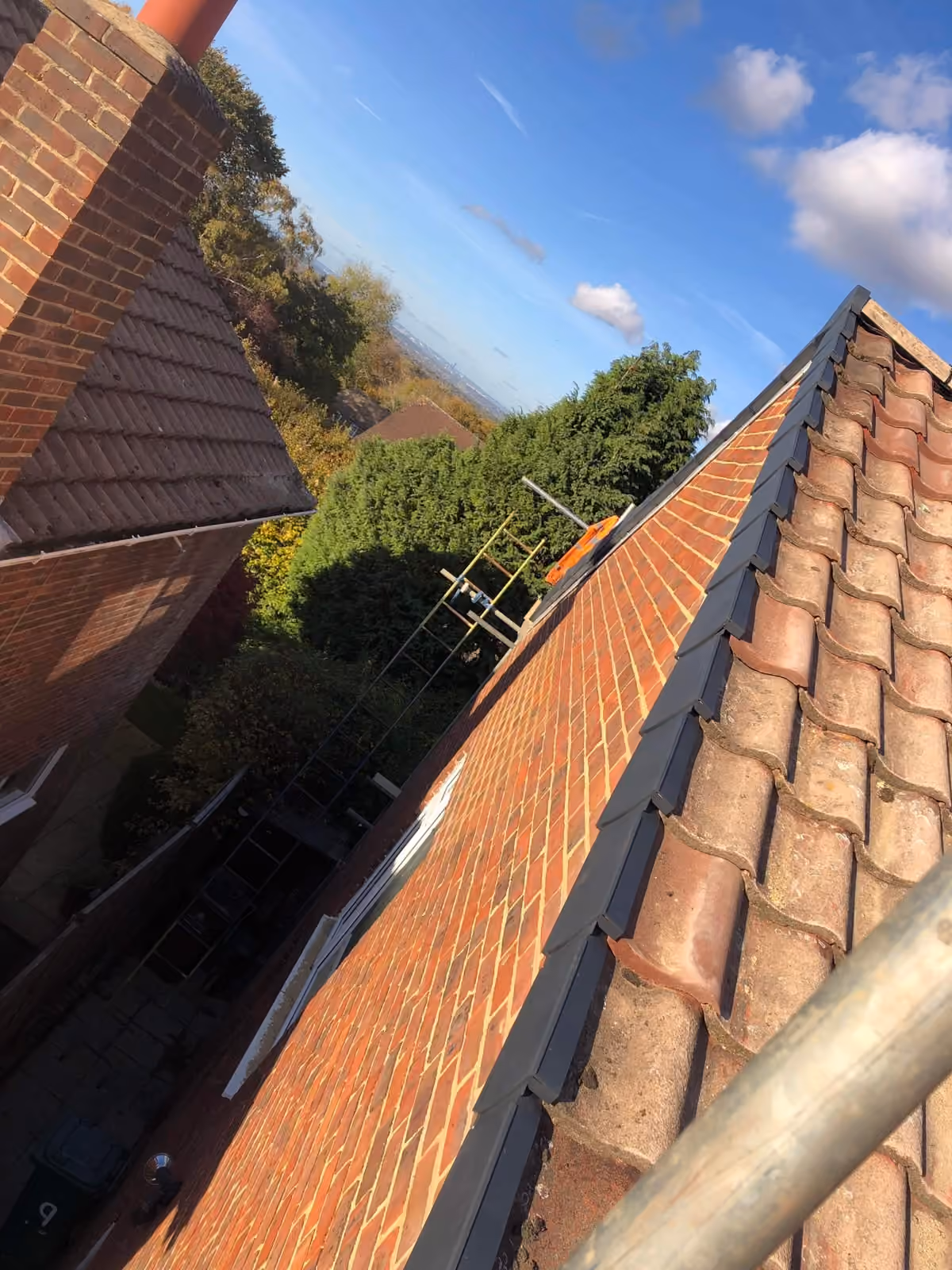 A finished tiled pitch seen from the scaffold
